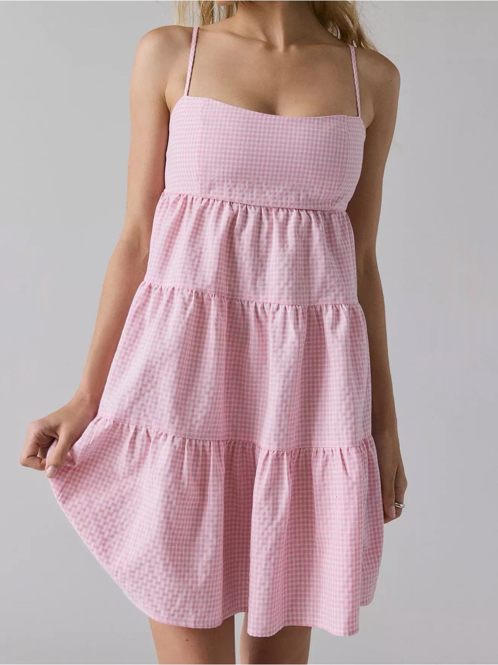 NWOT Kimchi Blue Pink Gingham Checkered Summer Dress